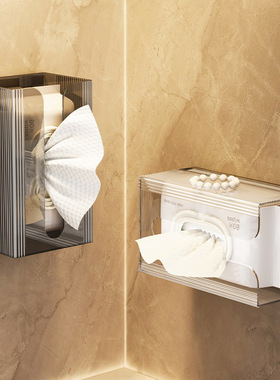 纸巾盒壁挂式面巾纸洗脸巾收纳盒厕所卫生间厨房倒挂抽纸盒免打孔