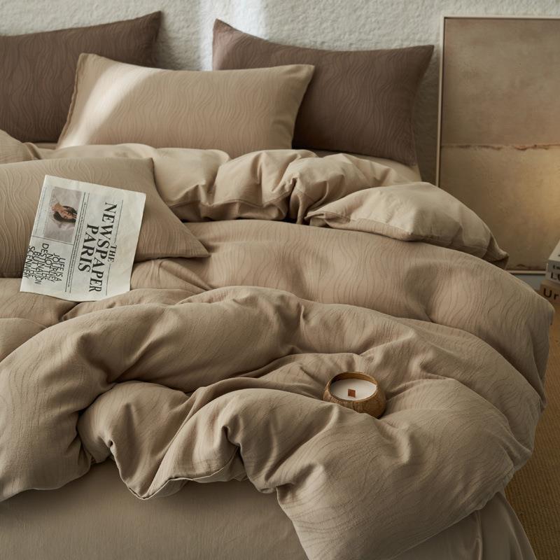 A类纯棉层纱四三件水洗棉提花春夏款025新套5011款床单床2笠被套