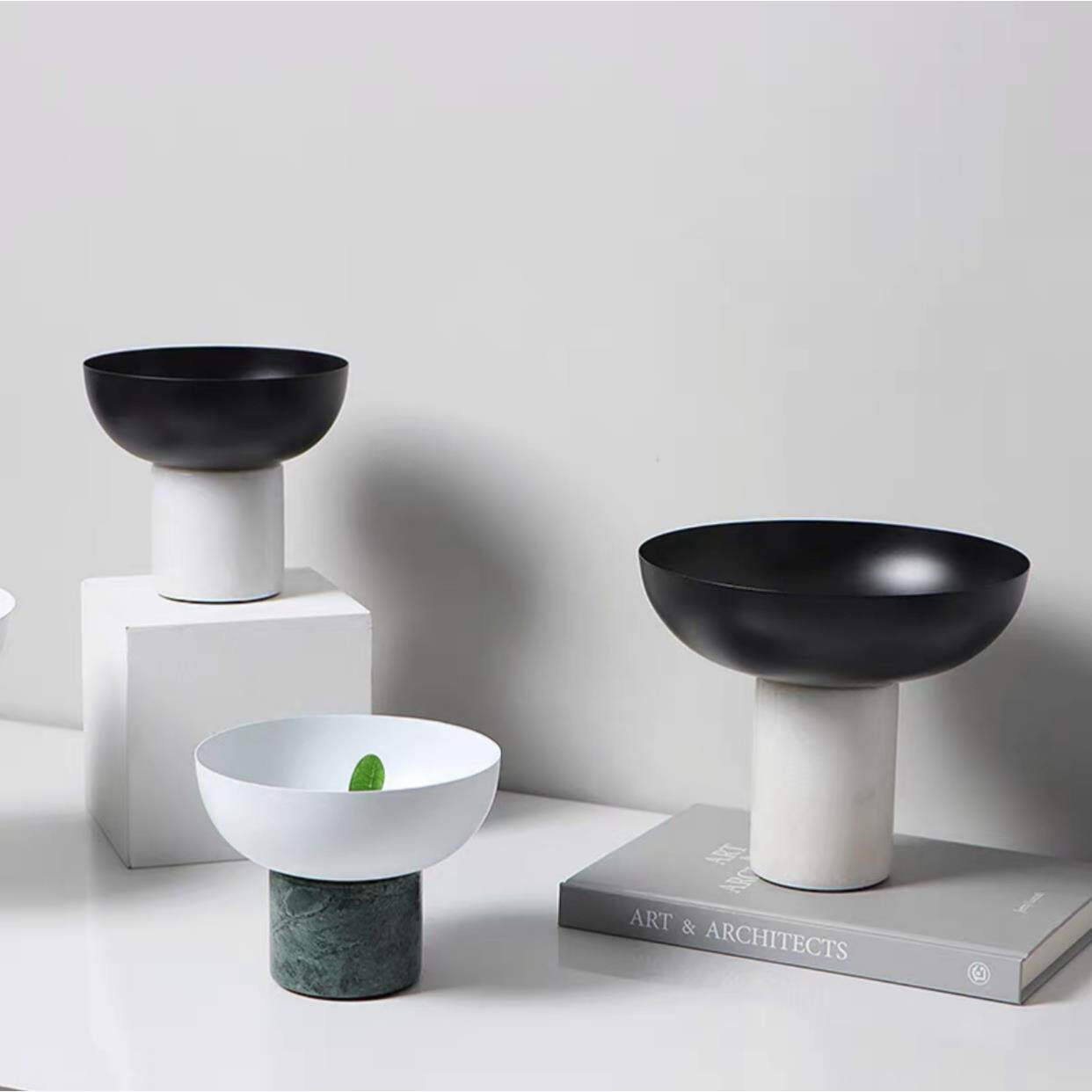 现代简轻奢样板间餐厅餐桌电BJ0614，柜约茶几视高脚饰水果盘金属