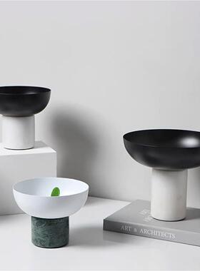 新款直销现代简约轻奢样板间餐厅餐桌电视柜茶几高脚水果盘金属托