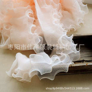 12CM三层风琴褶 材料网纱人气木耳边 荷叶边蕾丝花边 布艺diy服装