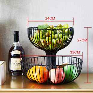 正品大量两层水果盘家用客厅收茶几置物架果篮高容意端创欧式双层