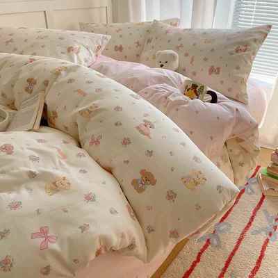 正品网小红碎花四棉件套全棉纯新少女心简约小清床上用品床单床笠