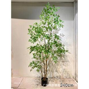仿真南天竹树盆栽北欧清新大型绿植新中式禅意落地摆件绿树绿枫树