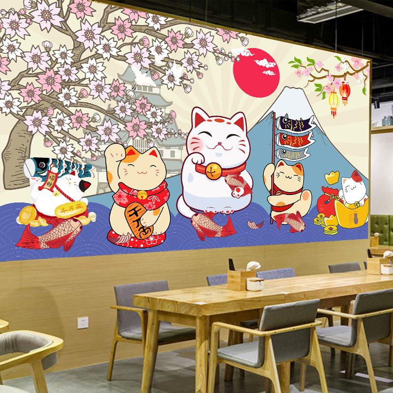 日式贴纸墙壁寿司店贴画自粘和风画墙贴壁纸墙面贴装饰背景墙墙纸图片