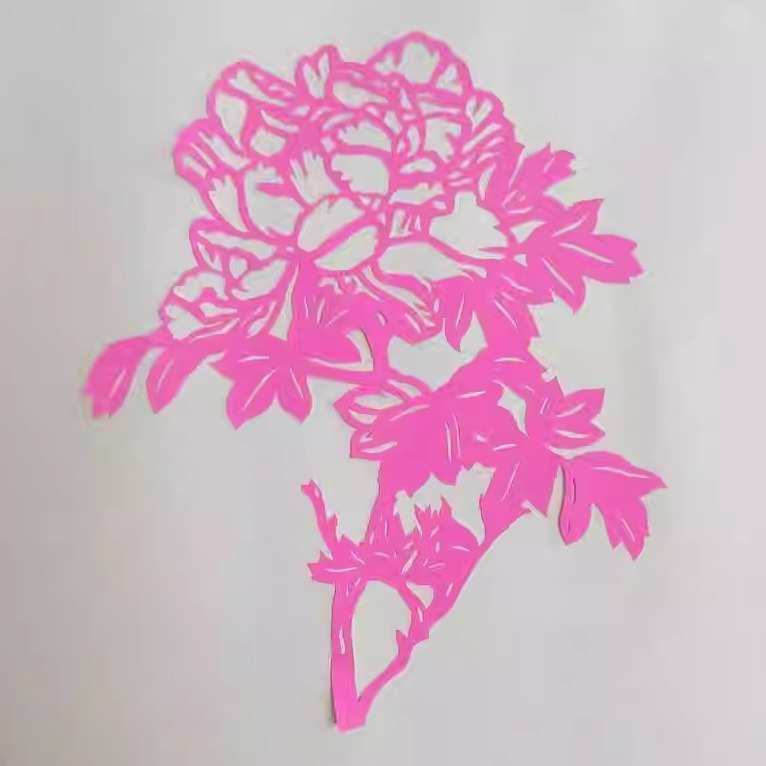 牡丹手工 纯彩色粉红色厚富贵单面装饰画刻剪纸花开蓝色宣纸牡丹图片