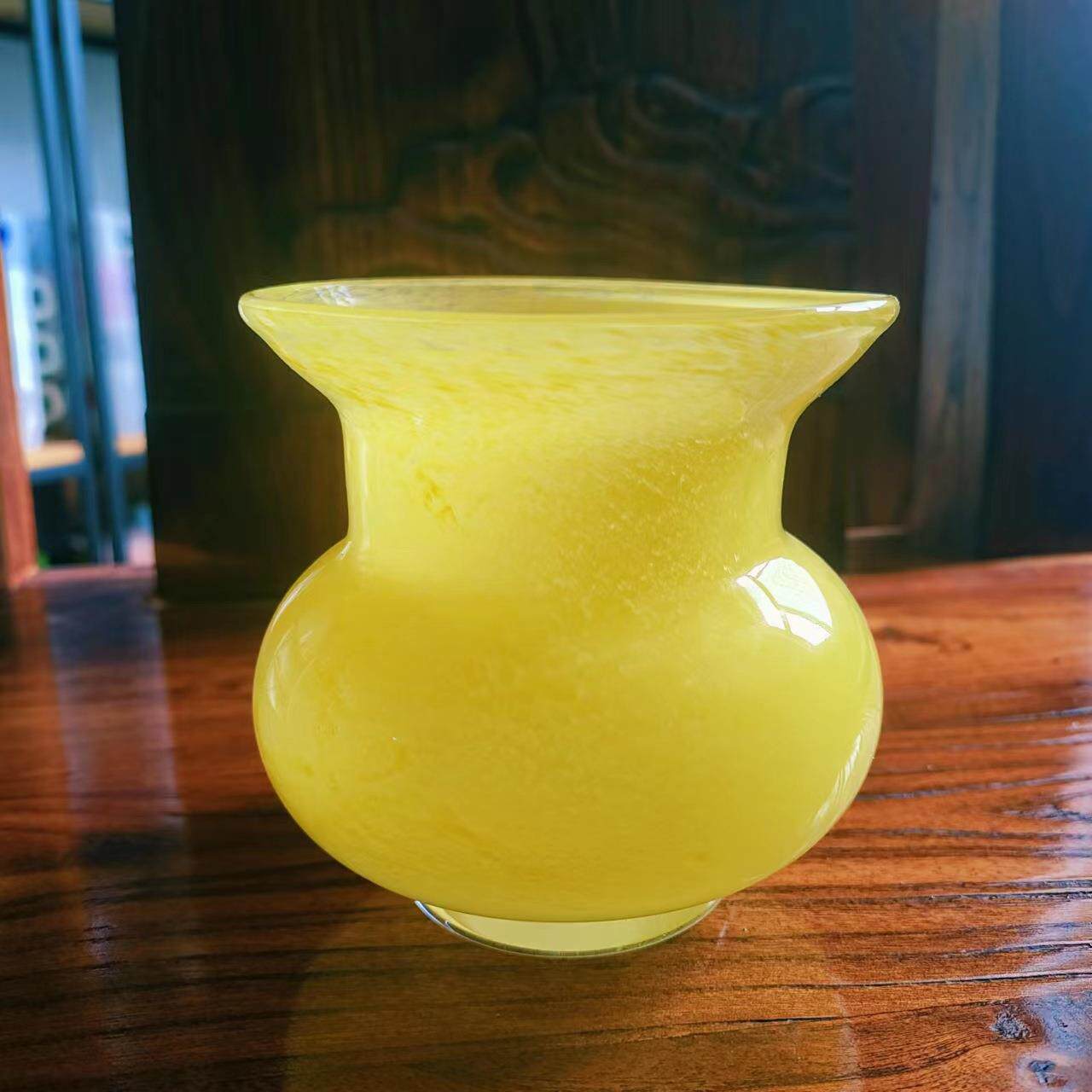 日式玻璃建水功夫茶具配件茶盂家用彩粉花瓶摆件多用废水茶洗杯