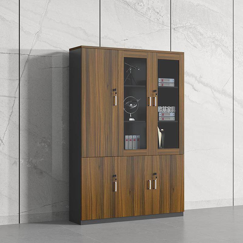 办公地家具落木质案带室锁板式书柜组合资料档柜老100板背景柜