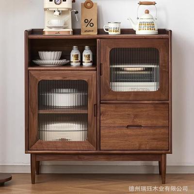 北美黑胡桃木归原餐边柜实木边柜家用茶水柜餐厅收纳柜厨房储物柜