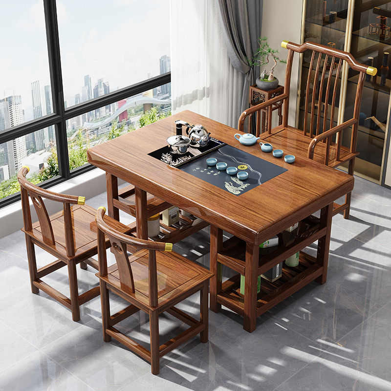 实木大板阳台茶桌椅组合家用商铺小户型简约现代整板小型功夫茶几