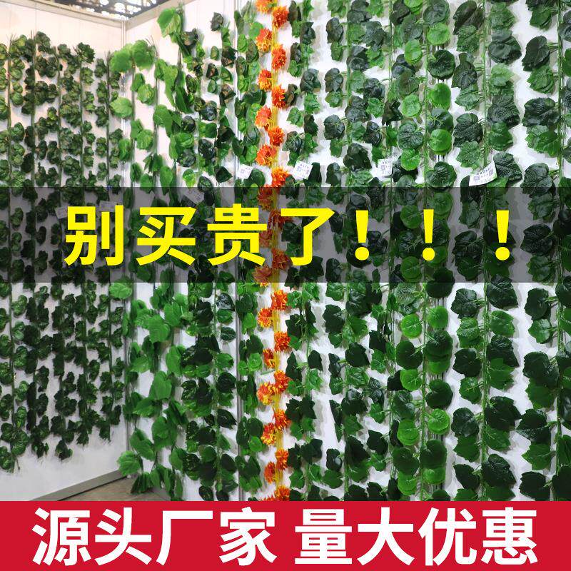 36片仿真藤条海棠叶树叶葡萄绿叶植物吊顶装饰水管道塑料藤蔓缠绕