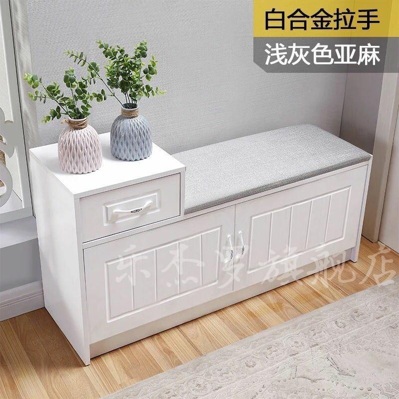 门口换鞋凳收纳凳鞋柜简约现代欧式白换鞋凳储物凳实木烤漆沙发凳
