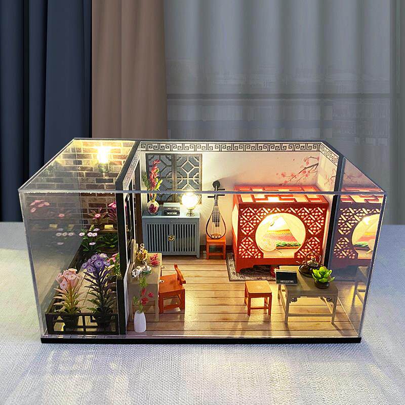 美代国潮古风系列diy小屋手工拼装玩具木质建筑模型立体拼图女生