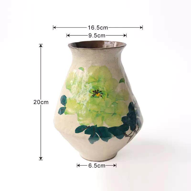 高档哈饰沽花瓶陶瓷摆客插花水器皿轻奢厅高级感富贵培竹覆古陶罐