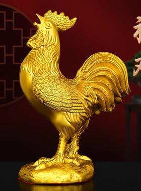 黄铜大公鸡摆件金鸡报晓吉祥物福字鸡家居客厅装饰铜纳财生肖鸡