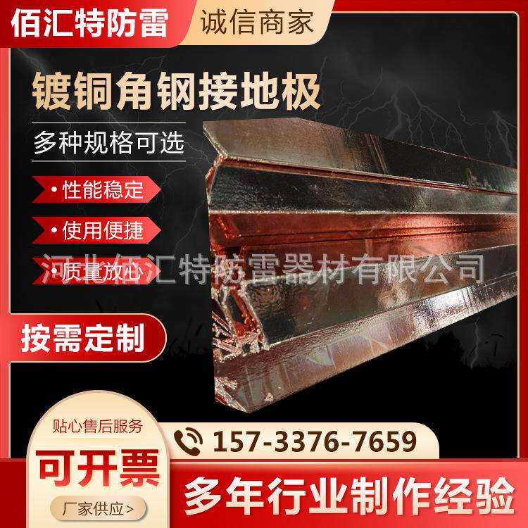 镀镀铜角钢铜角钢备接地极防雷设 防钢接地垂雷直接地极 现货镀铜