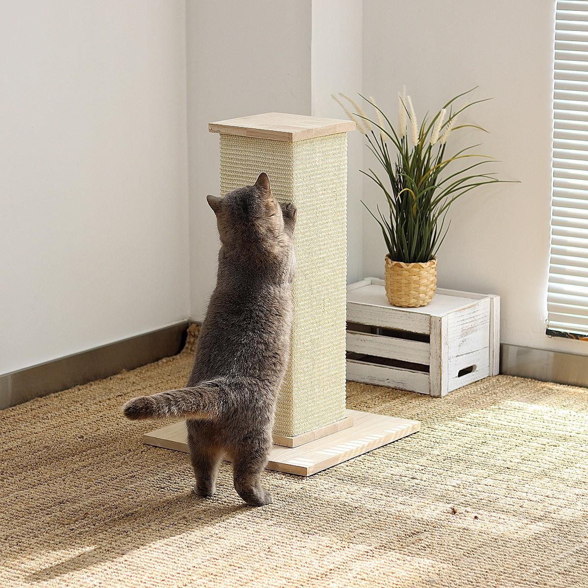 大号!罗马柱猫抓板猫树猫爬架一体立式柱不掉屑实木剑麻布猫攀爬