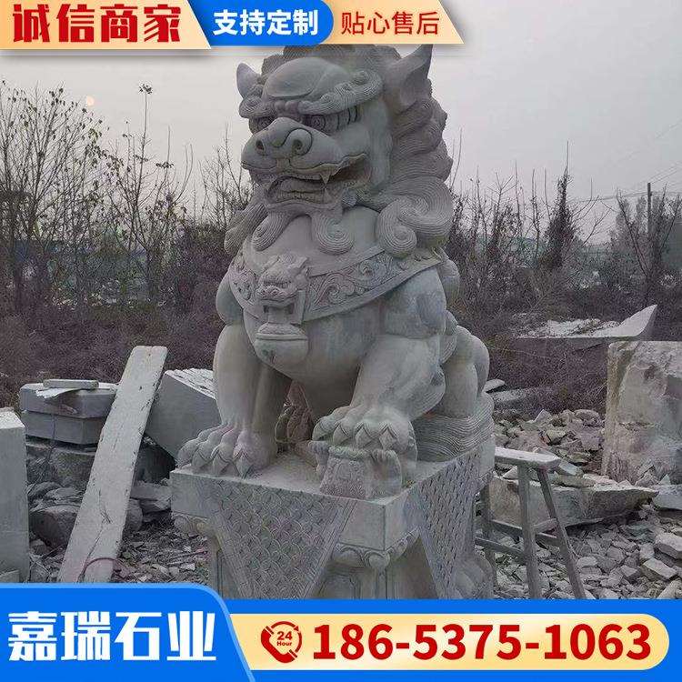 青石仿古做旧石狮子 室外门口成对石雕石狮子 1.8米一对石雕狮子