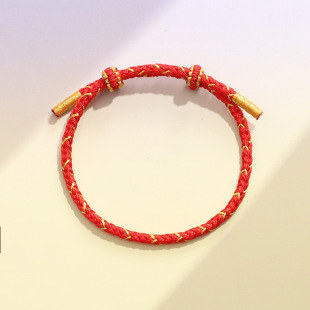 纯手工编织手链半成品可穿珠黄金配件diy情侣手绳男女命年