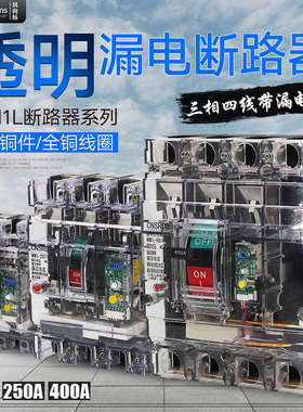 人民透明塑壳漏电断路器CM1LE-100 100A 250A 400A4P工地专用漏保
