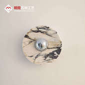 北欧简约宝格丽圆形大理石客厅背景墙卧室床头走廊设计师轻奢壁灯