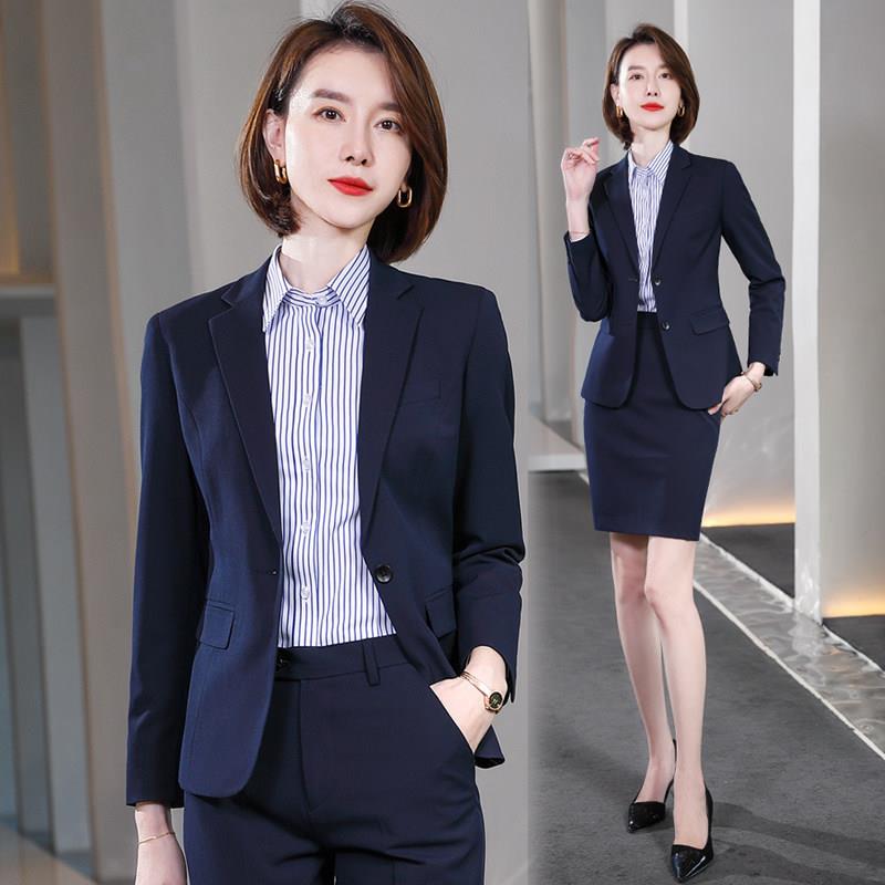 藏青色西装套装女酒店经理工作服高端商务职业气质公务员面试正装