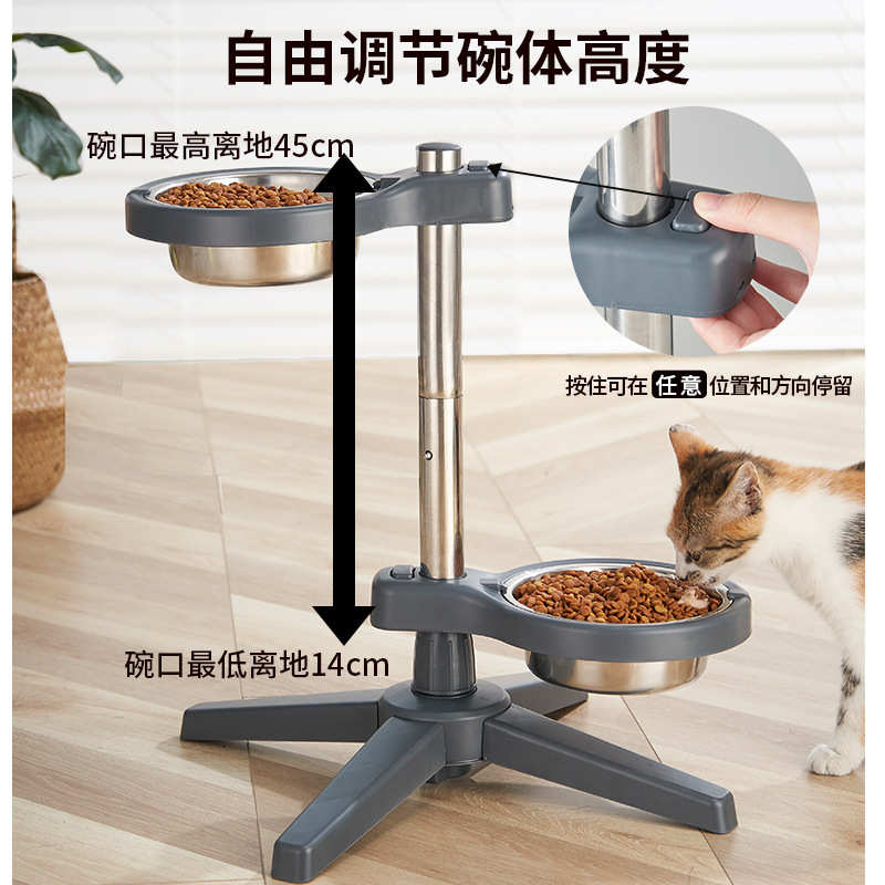 新款升降狗碗可拆卸宠物碗不锈钢食盆猫碗防打翻架子碗狗盆