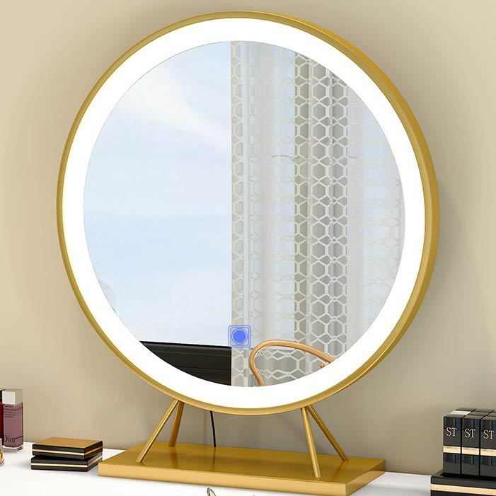 化妆镜台贴墙台式金色桌面大号壁挂镜子镜子卧室圆形式北欧梳妆台