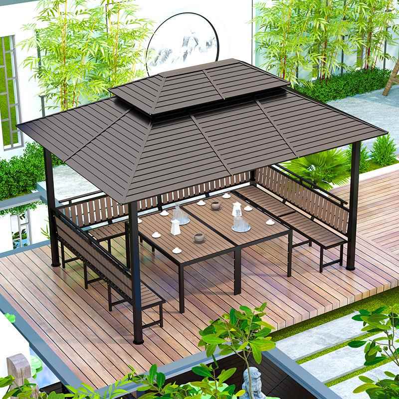 户凉外亭庭院别墅镀锌新遮阳棚雨棚中式露天台楼顶园花319休闲亭