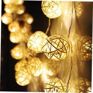 20 led warm white rattan ball string fairy lights for xmas w