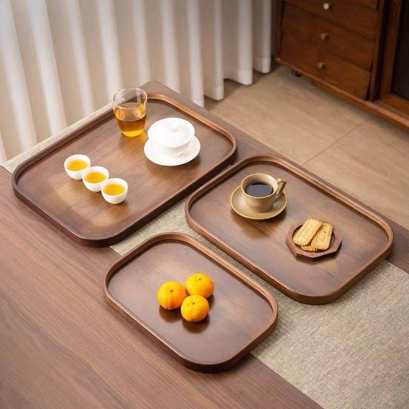 胡桃色托盘木质敬茶盘大号茶接水盘长方形托盘实木盘子日式甜品盘,餐饮具,盘,淘宝优惠券,粉丝福利购,淘宝优惠卷