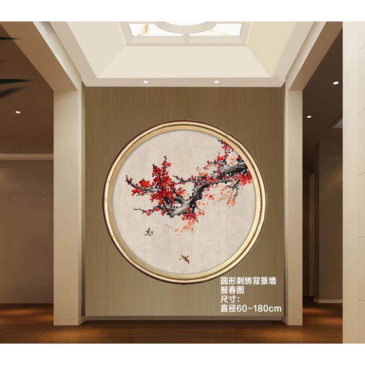 刺绣玄关画客厅电视沙发床头背景软包装修大幅独绣丝绣多幅硬包