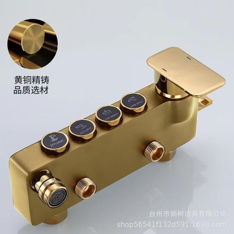 新款直销家用全铜黑金色欧式恒温淋浴花洒套装沐浴龙头升降淋浴器
