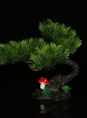 酒店刺身海鲜姿造摆盘装饰花草创意菜品点缀松树盘饰小摆件装饰品