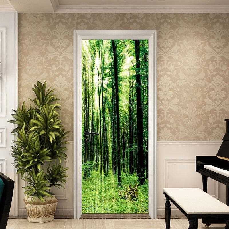 新款直销太阳光线清新绿色门贴卧室客厅装饰画可移除墙贴