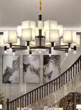 中山工厂直销全铜云石轻奢吊灯简约现代客厅卧室高端新中式设计师