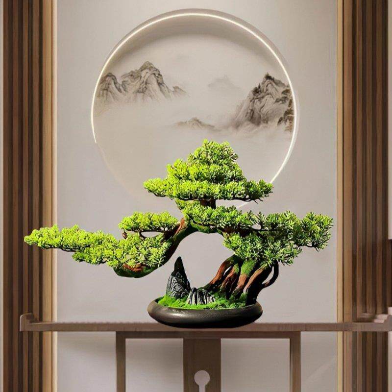 客厅彷真迎客松盆景绿植装饰品家居室内酒店会所茶空间软装摆件