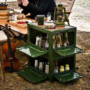 露营收纳箱271727车载备箱整多理箱汽车叠层叠加厚木后盖折箱可坐