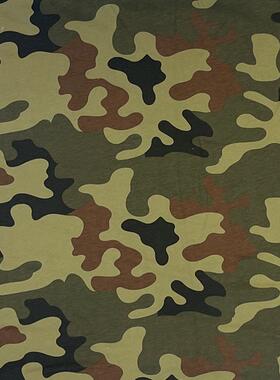 全棉精梳80g针织迷彩TBA汗布26迷S单面布彩1花面料团体服印校服面