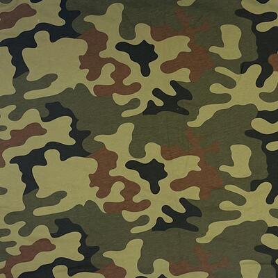 全棉精梳180g料针织迷彩服汗布6S2XDV单面布迷彩印花面团体服校面