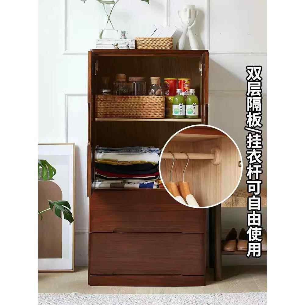 KBQ1全实木小型衣柜家用卧室单人储物柜儿童衣服收纳柜子窄简易矮