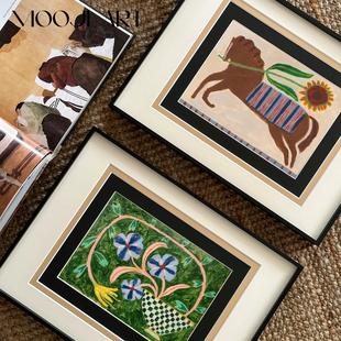 绿花盏】木吉艺术现代彩色小众艺术客厅装饰画高级感卧室床头挂画