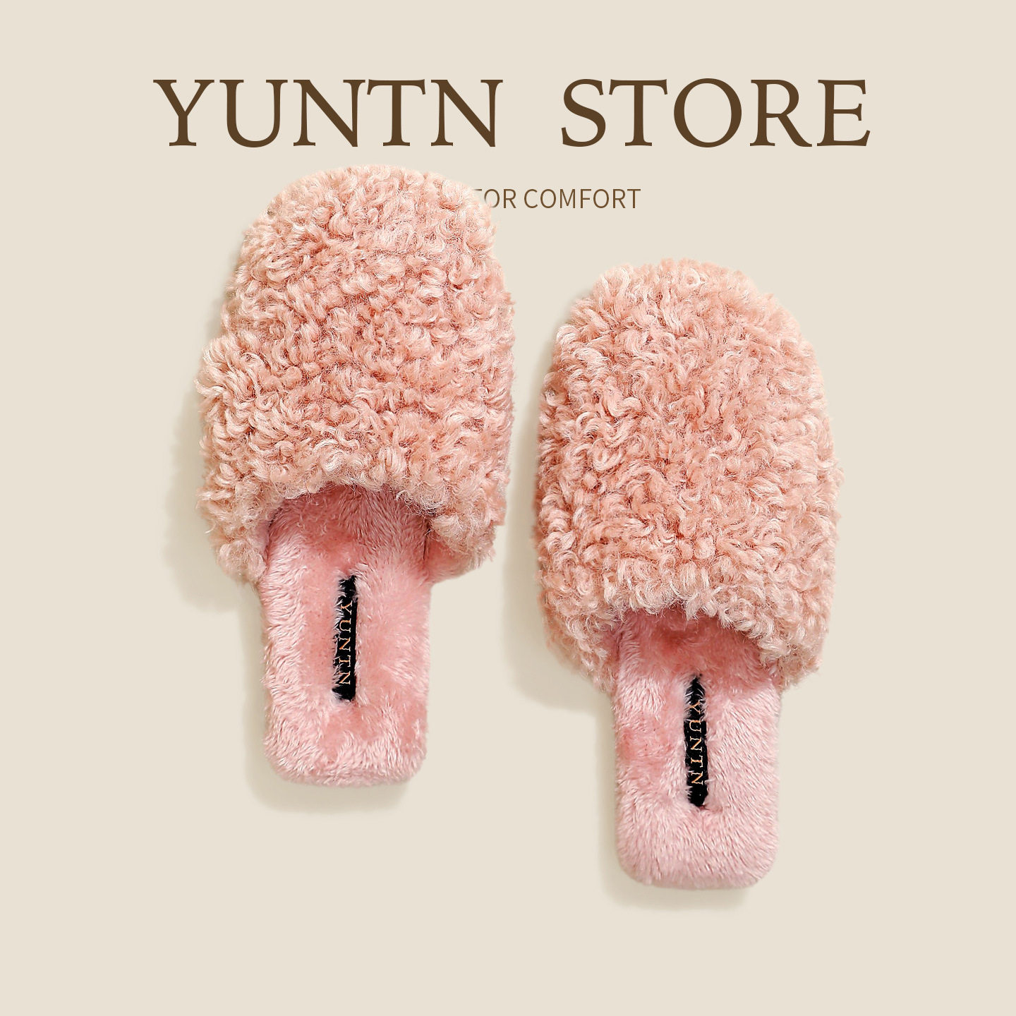 品质冬季新品软糯羊羔卷毛绒加绒保暖棉拖鞋女士室内防滑爱居家,居家布艺,居家棉拖/棉鞋,淘宝优惠券,粉丝福利购,淘宝优惠卷
