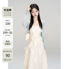 一颗小野莓韩系甜美法式吊带连衣裙子女，夏季收腰显瘦气质仙女长裙