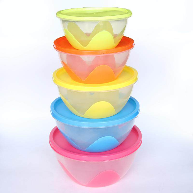 五件套收缩碗 便携折叠餐具 塑料伸缩碗五色折叠碗 加盖五种规格