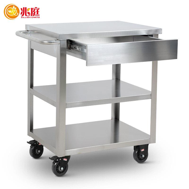 兆庭不锈钢实验室三层手推车仪器车小推车工具车带抽屉 RCS-LAB30