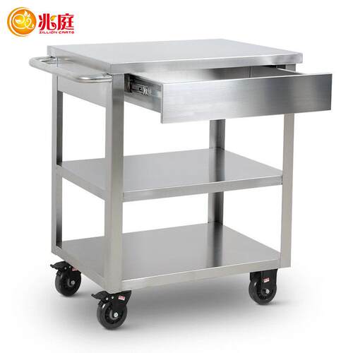 兆庭不锈钢实验室三层手推车仪器车小推车工具车带抽屉 RCS-LAB30