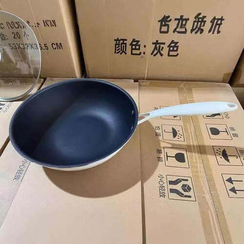 厂家直销摩登厨房无涂层炒锅钛合金不粘锅陶瓷通用炒菜锅主妇钛锅