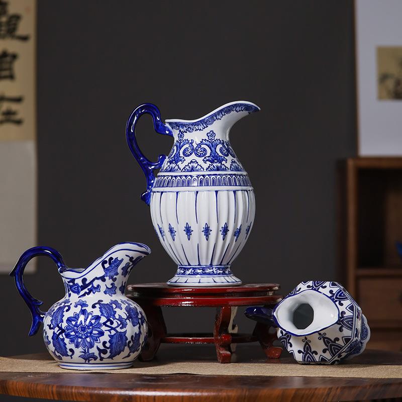 景德镇陶瓷花瓶奶壶中式家居青花瓷瓶客厅电视柜装摆件陶瓷花瓶子