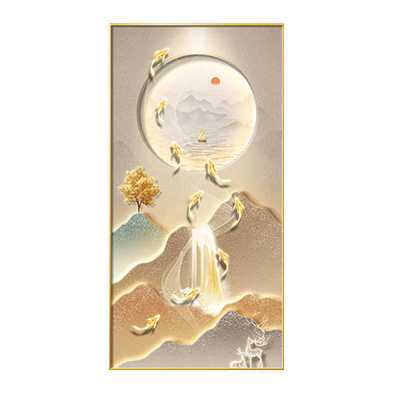 九鱼图玄关装饰画现代轻奢高级感走廊过道壁画背有靠山入户门挂画,家居饰品,现代装饰画,淘宝优惠券,粉丝福利购,淘宝优惠卷